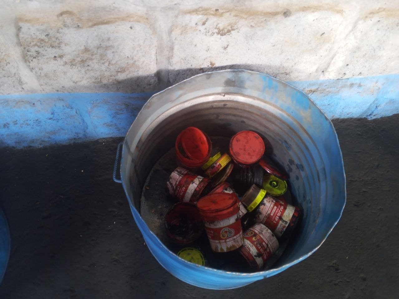 Used grease and lubricant collection area