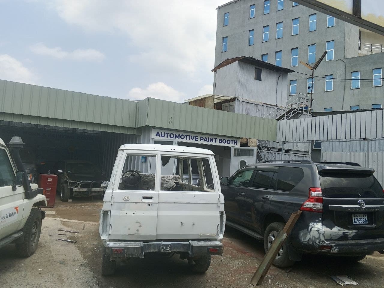 Automotive paint booth and body repair workshop